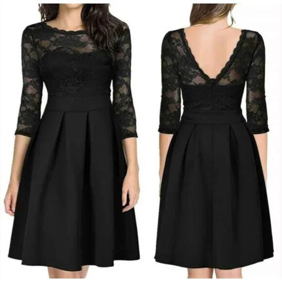 Miusol Dresses & Skirts - Miusol New Black Lace Long Sleeve A-Line Knee Length Dress Medium / Large